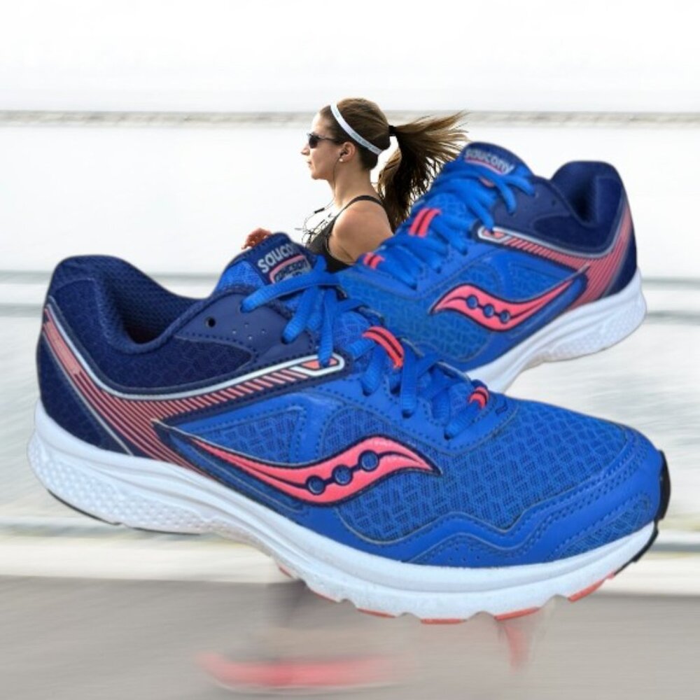 Saucony Cohesion 10 Blue/Coral Pink S15333-2 Women's Running Walking Shoes US 9